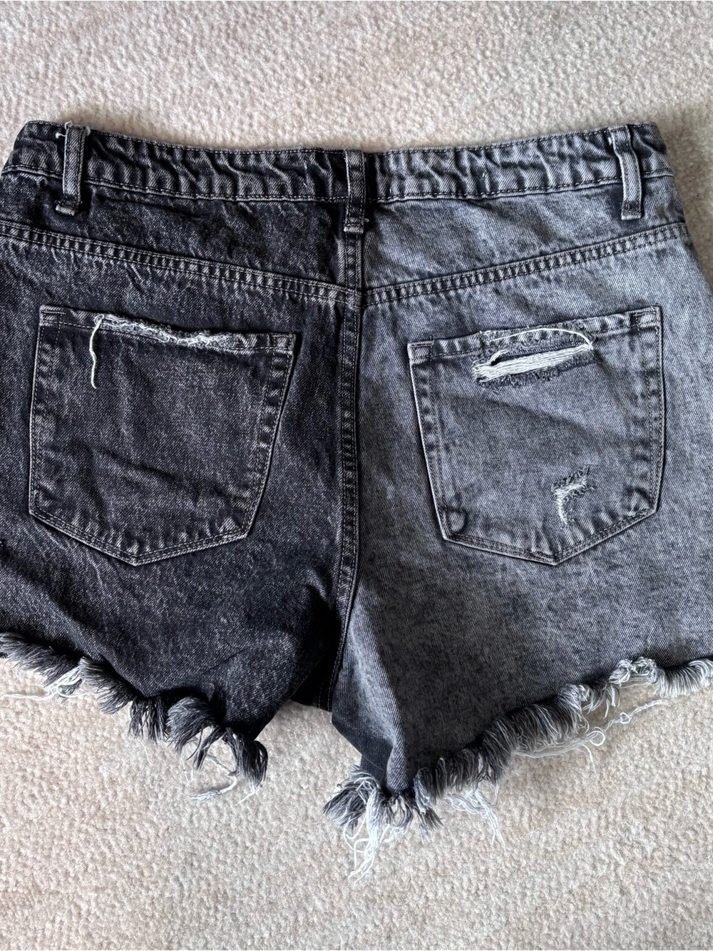Vervet Black Two-Tone Washed Black Distressed Denim Shorts - Picture 8 of 10
